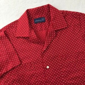 True Vintage American Ace Shirt Mens Small Red Polka Dot 60s 70s USA Made